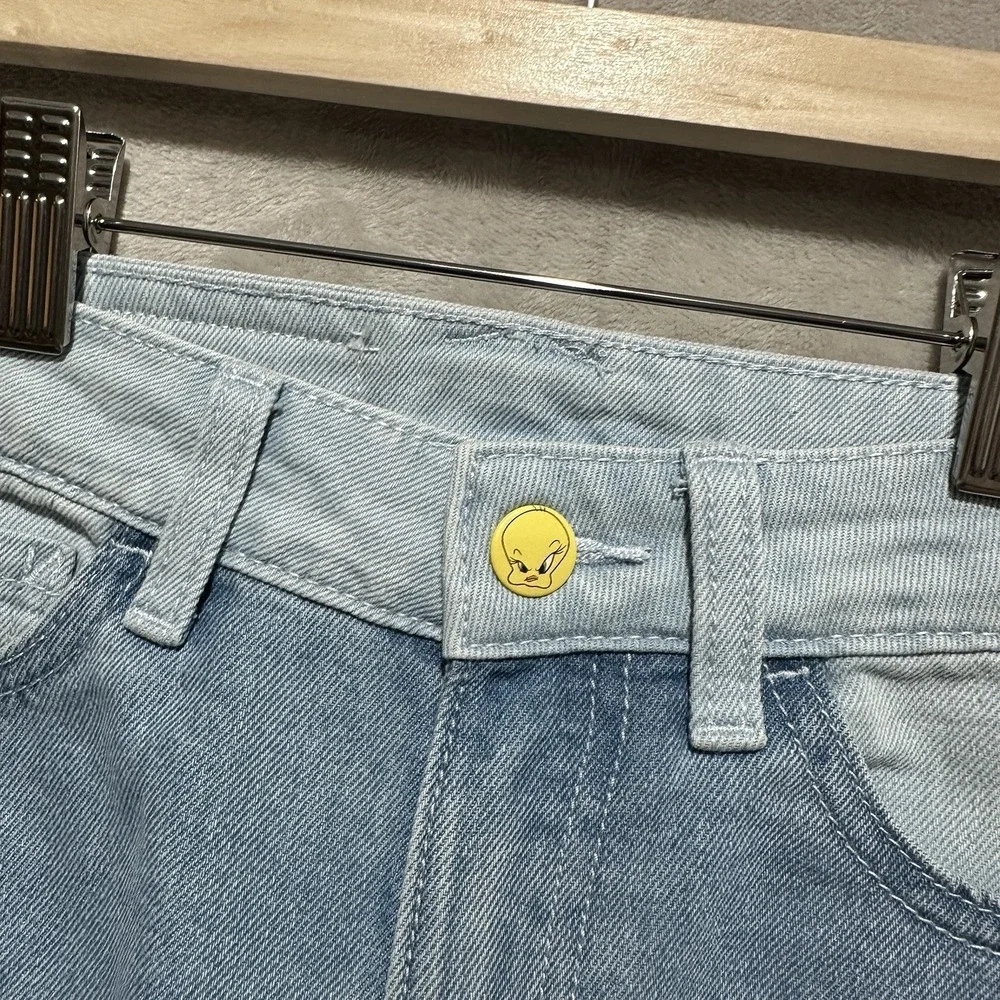 Justice Looney Tunes‎ Barrel Jeans Youth Size 6 Light Wash Cargo Denim